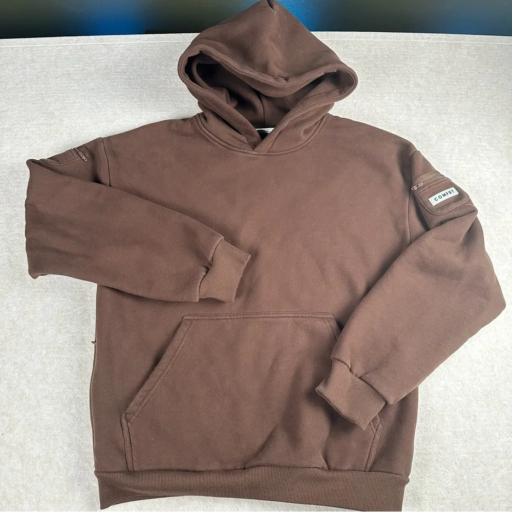 Comfrt Good Days Ahead Fleece Hoodie Soft Medium Unisex Brown - Picture 1 of 10